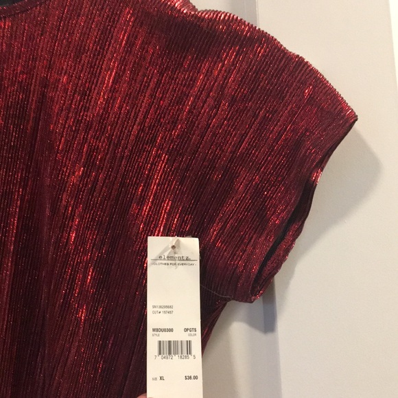 Metallic Ruby Red Top Short Sleeve Shirt NEW xmas - Picture 7 of 8